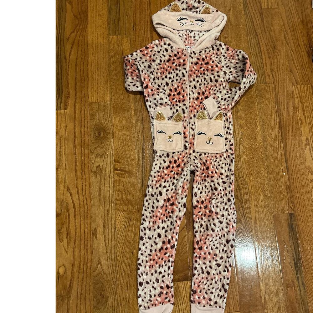 Girls B Magical by Btween one piece comfy outfit pajama union suit cat size 7